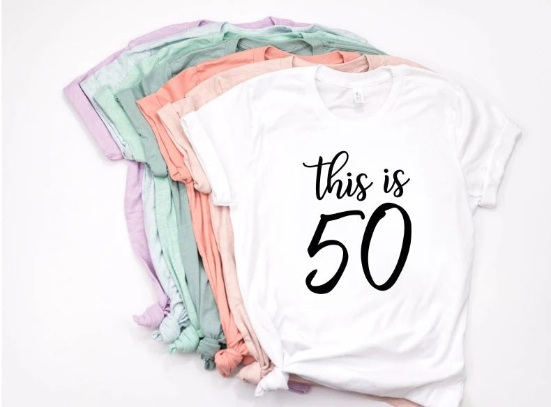 This is 50 Birthday Shirt | 50th Birthday Party T-Shirt Cotton - Vintage tees for Women