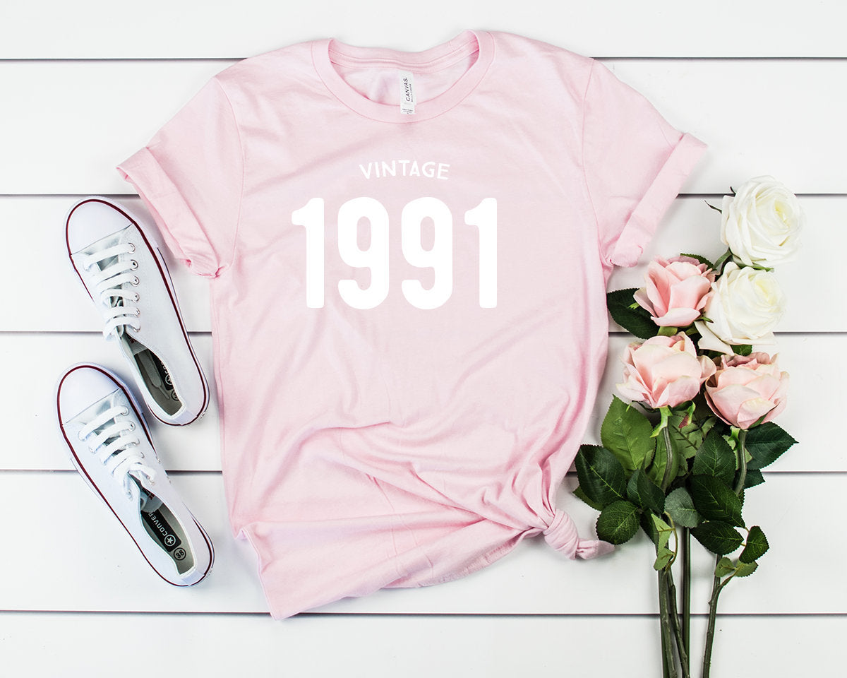 Vintage 1991 Women T-Shirt | 32nd Birthday Party T-Shirt Cotton - Vintage tees for Women