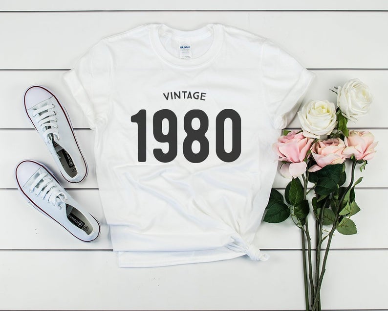 Vintage 1980 Birthday T-Shirt | 43rd Birthday Party T-Shirt Cotton - Vintage tees for Women