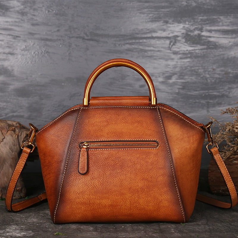 Luxury Women Genuine Leather Handbags | Ladies Retro Elegant Shoulder Bag | Handmade Leather Bags - Vintage tees for Women