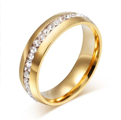 crystal wedding ring for women 6mm stainless steel engagement - Vintage tees for Women