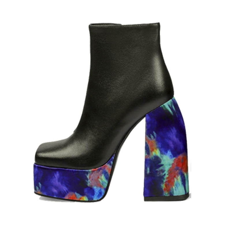 Genuine Leather Women Boots Autumn Winter Thick high heel | Women's Shoes Short boots - Vintage tees for Women