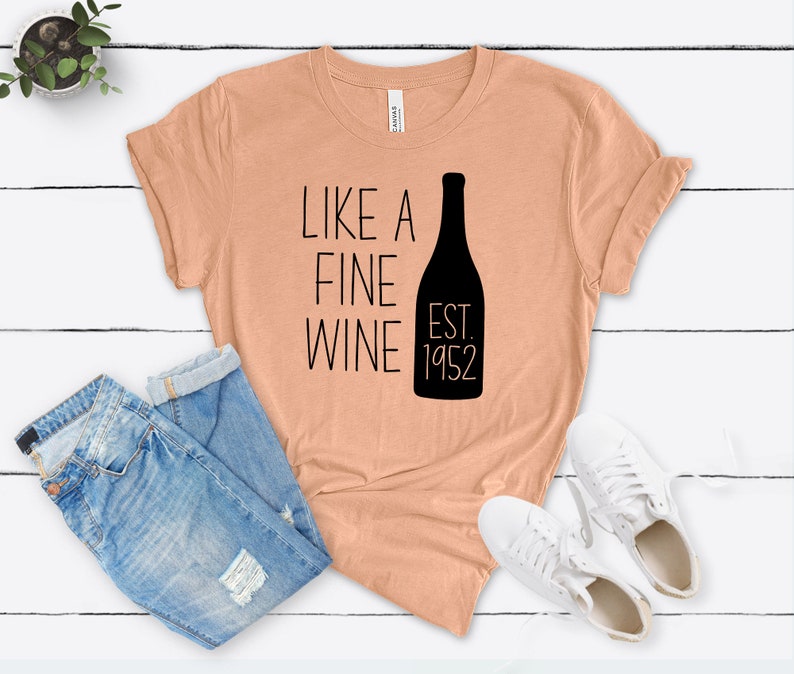 Fine Wine Est 1952 Birthday Shirt | 71st Birthday Party T-Shirt Cotton