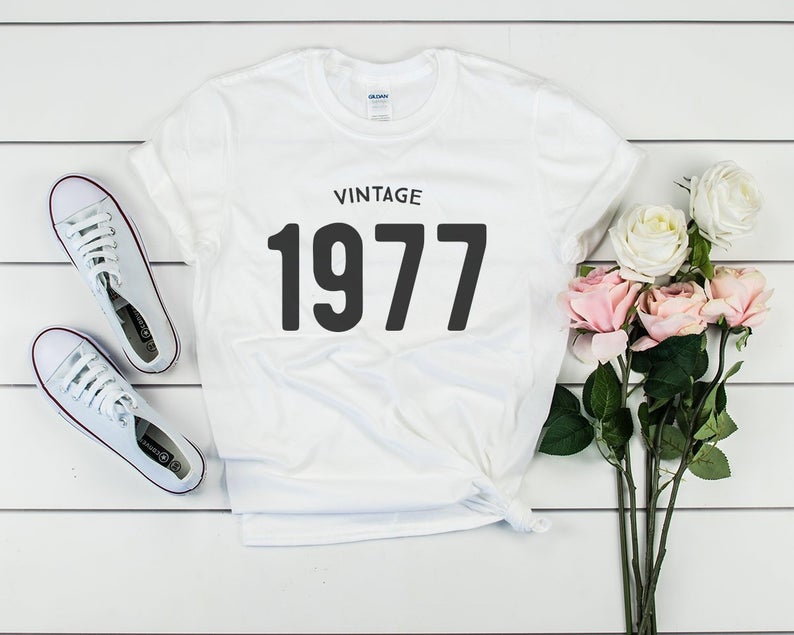 Vintage 1977 Birthday T-Shirt | 47th Birthday Party T-Shirt Cotton