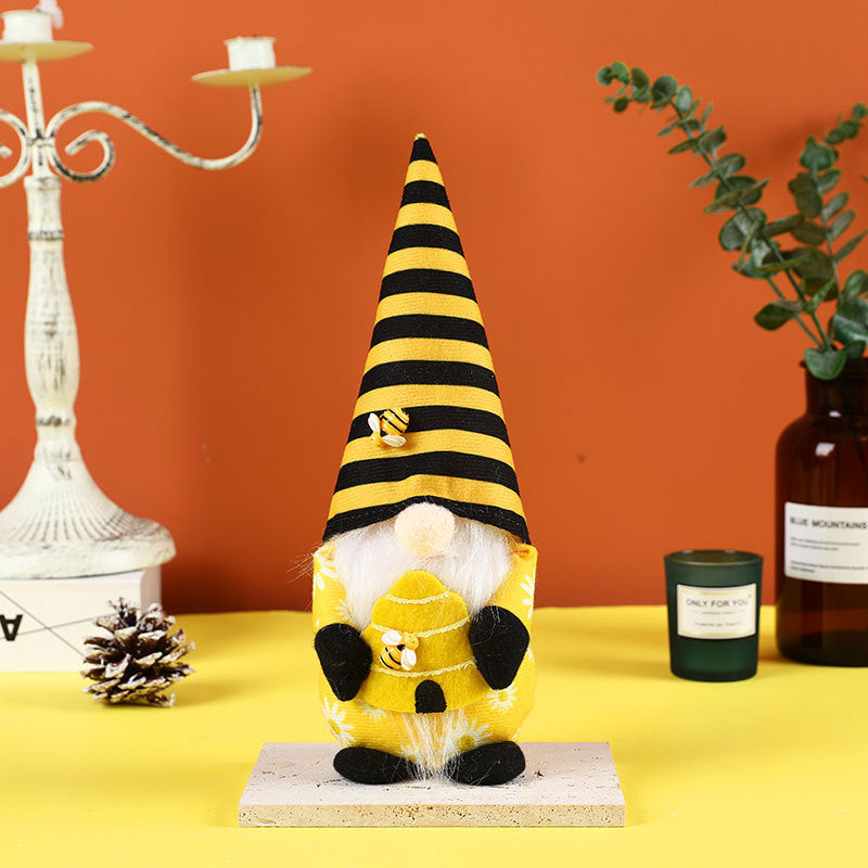 New bee festival faceless doll cute dwarf doll Rudolph doll ornaments window decoration - Vintage tees for Women