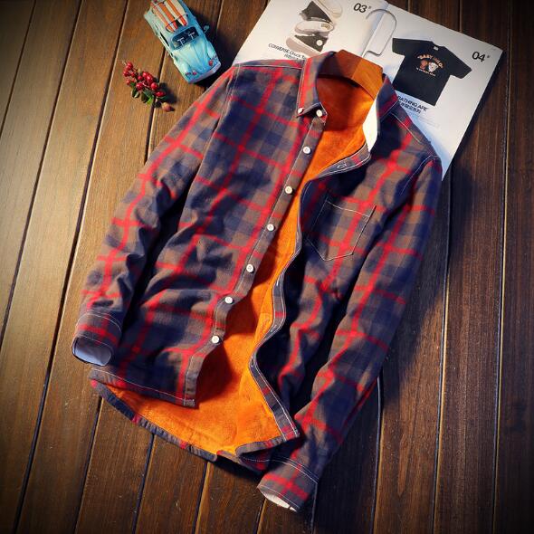 Men Autumn Winter Spring Plaid Flannel Shirts - Vintage tees for Women