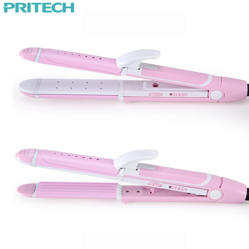 Pritech New Electric 3 In 1 Hair Straightener | Curling Irons For Wet & Dry Hair | Curler Styling