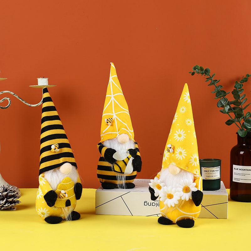 New bee festival faceless doll cute dwarf doll Rudolph doll ornaments window decoration - Vintage tees for Women