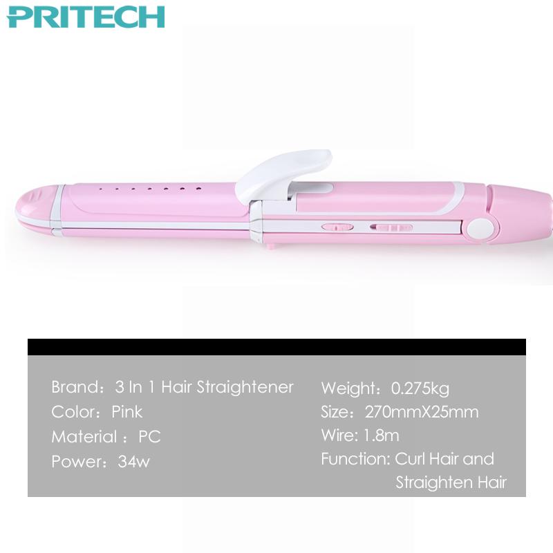 Pritech New Electric 3 In 1 Hair Straightener | Curling Irons For Wet & Dry Hair | Curler Styling