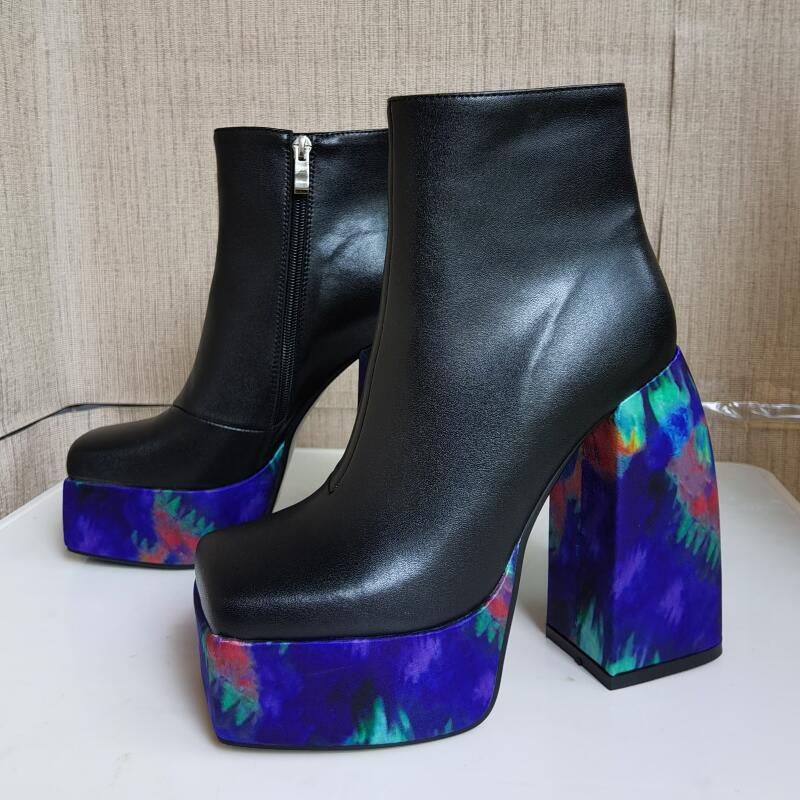 Genuine Leather Women Boots Autumn Winter Thick high heel | Women's Shoes Short boots - Vintage tees for Women