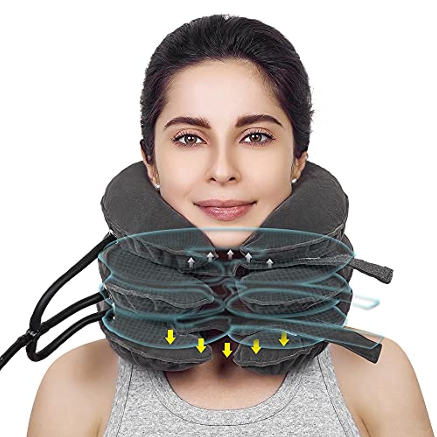 Cervical Traction Device Neck Support Pillow | Inflatable Adjustable Neck Stretcher | Three-Layer Inflatable Neck Pillow