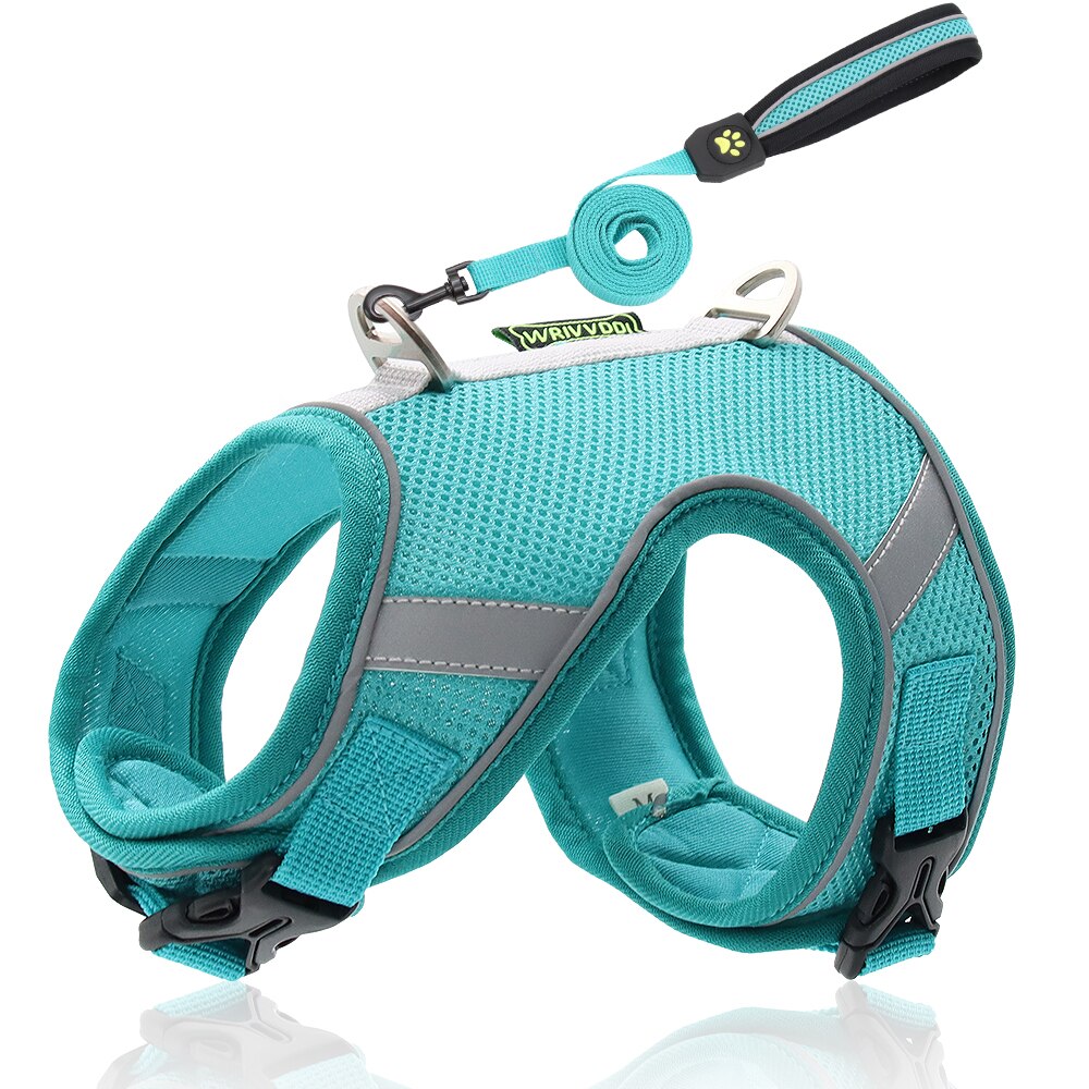 Dog Harness Vest With Lead Leash Small Medium Dogs Cats Reflective Breathable Mesh Pet - Vintage tees for Women