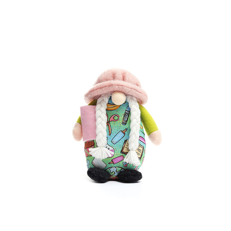 New school dwarf Rudolph faceless doll round hat dwarf doll college kindergarten decorations - Vintage tees for Women