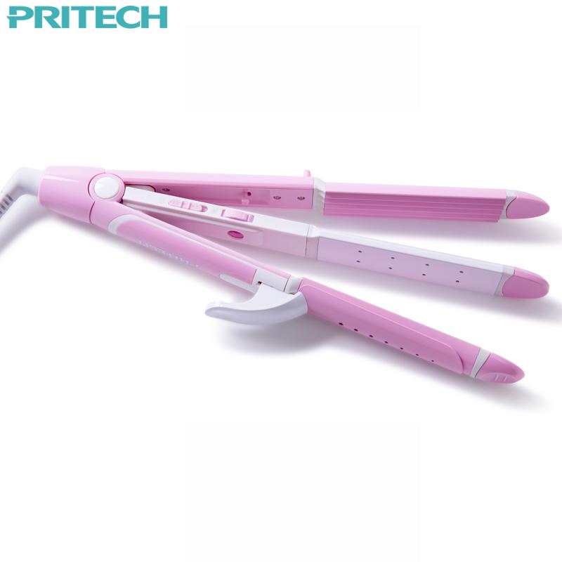 Pritech New Electric 3 In 1 Hair Straightener | Curling Irons For Wet & Dry Hair | Curler Styling