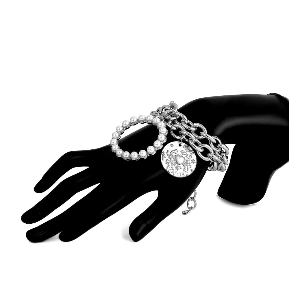 Exaggerated Charm Pearl Crab Pendant Bracelet | Cuff Bracelets Bangles Female Gifts - Vintage tees for Women