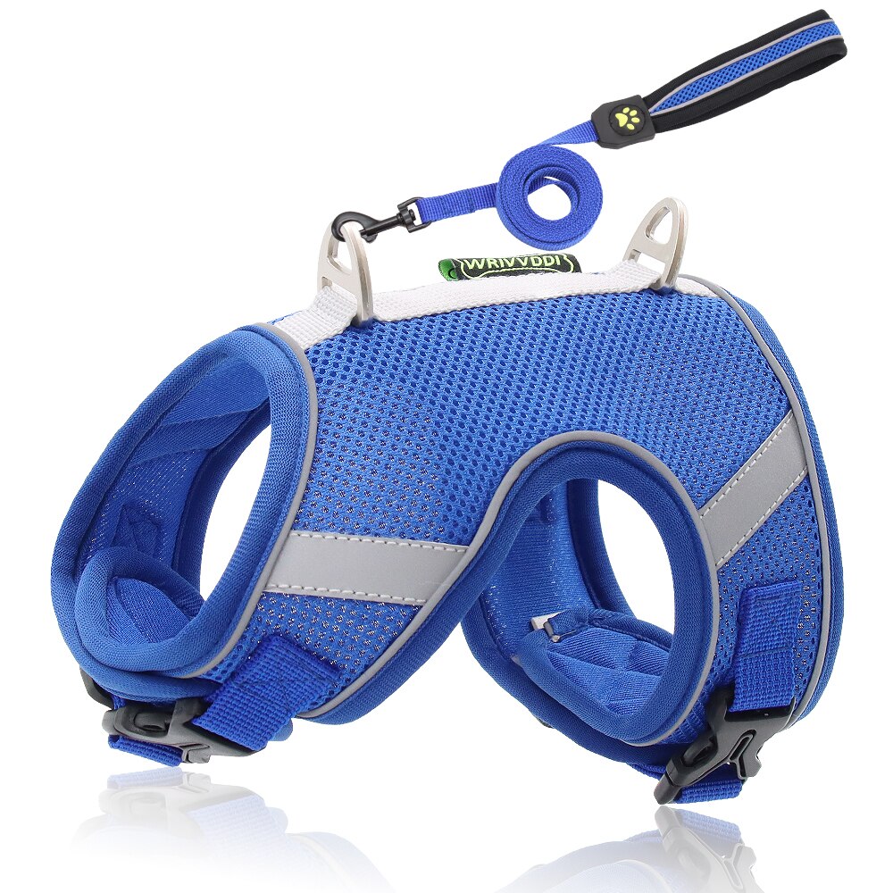 Dog Harness Vest With Lead Leash Small Medium Dogs Cats Reflective Breathable Mesh Pet - Vintage tees for Women