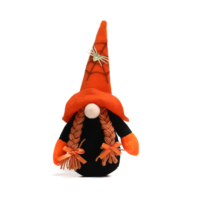 New Halloween decorations green spider Rudolph dwarf doll ghost festival faceless doll decoration - Vintage tees for Women