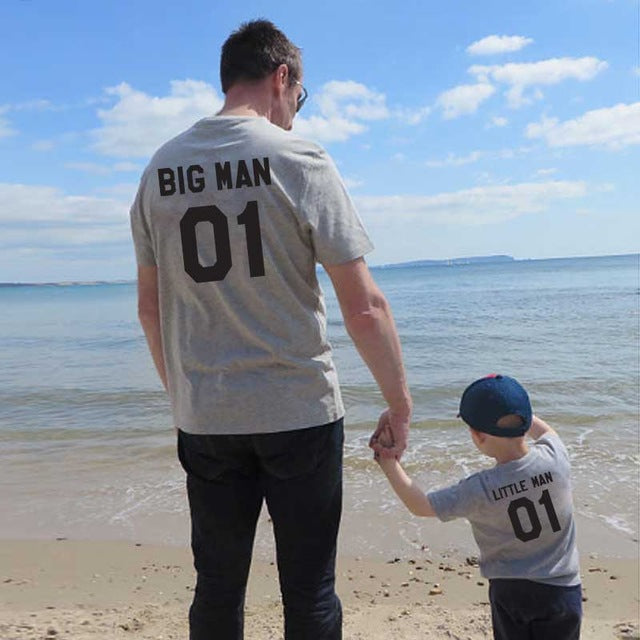 Family matching Look outfits father and son big / little man Dad / baby summer T-shirt - Vintage tees for Women