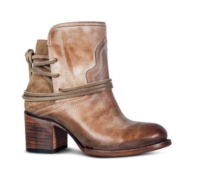Ankle Boots Plus Size Women Retro High Heels | Block Heel Shoes For Female Flock Buckle Strap | Short boots woman shoes - Vintage tees for Women