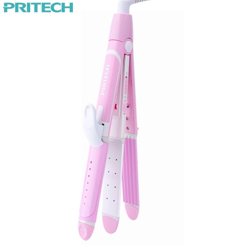 Pritech New Electric 3 In 1 Hair Straightener | Curling Irons For Wet & Dry Hair | Curler Styling