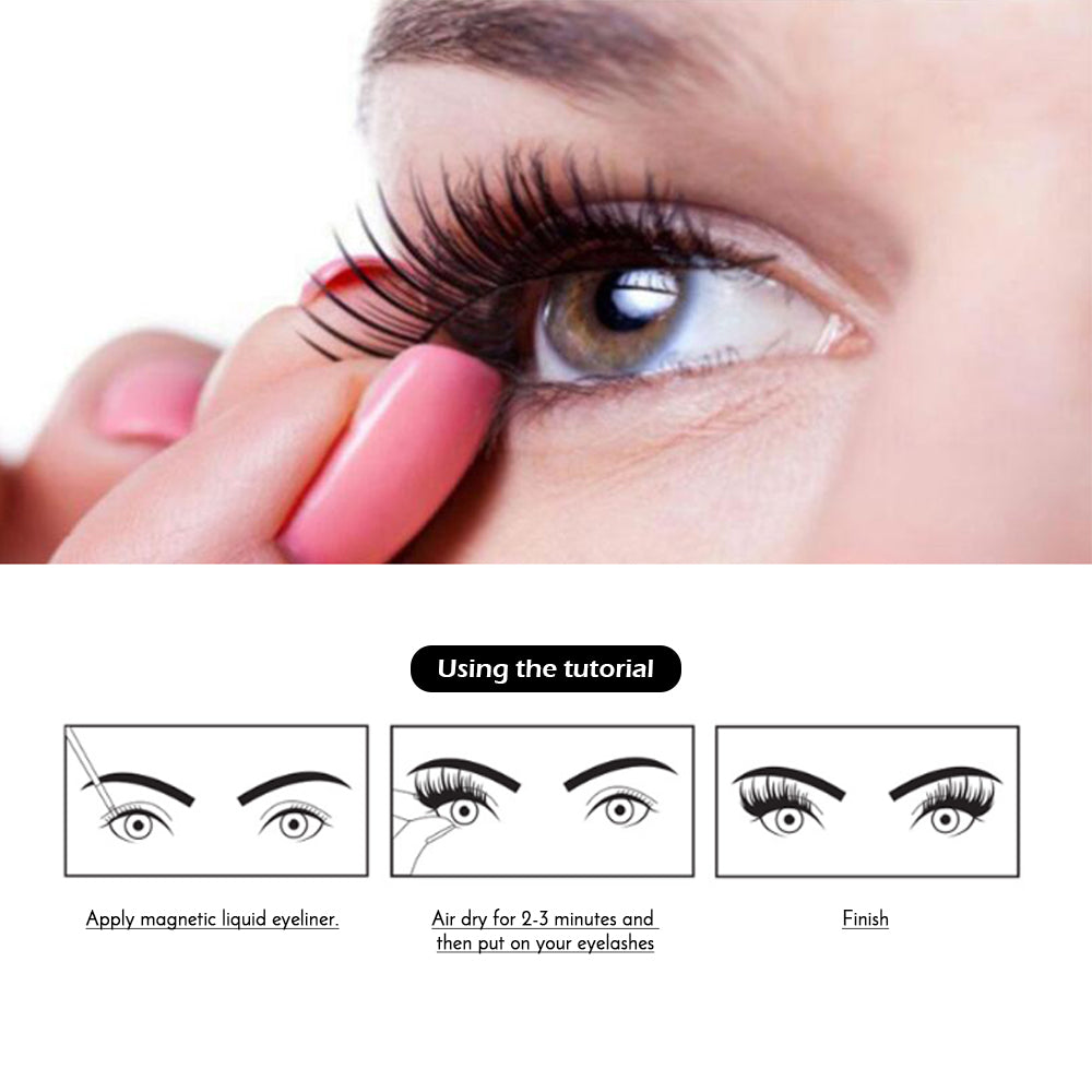Double Layer Magnetic False Eyelashes & Magnetic Eyeliner | 5 Magnets Natural Soft Fake Eyelashes Extension 2 Pairs with Tweezers - Vintage tees for Women