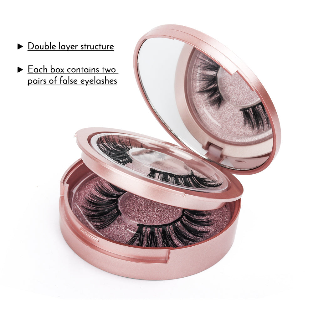 Double Layer Magnetic False Eyelashes & Magnetic Eyeliner | 5 Magnets Natural Soft Fake Eyelashes Extension 2 Pairs with Tweezers - Vintage tees for Women