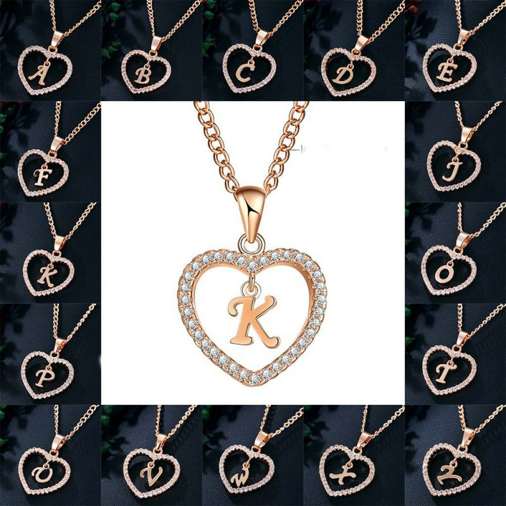 Romantic Love Pendant Necklace For Girls 2019 Women Rhinestone Initial Letter Necklace Alphabet Gold Collars Trendy 6b346c69 e849 4bf4 b1ba 4284a14f2851